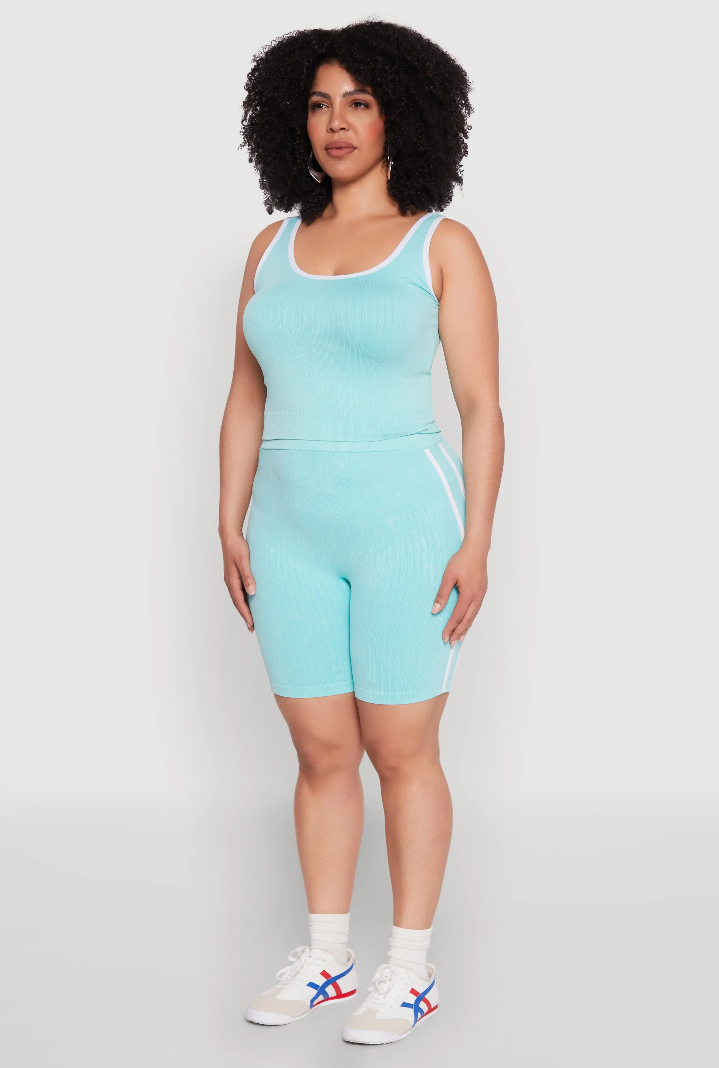 Plus Size Mineral Wash Contrast Trim Crop Top sold by Rainbow product image thumbnail 5