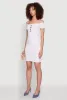 Faux Button Detail Off the Shoulder Mini Dress sold by Rainbow