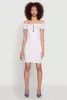 Faux Button Detail Off the Shoulder Mini Dress sold by Rainbow