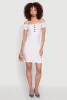 Faux Button Detail Off the Shoulder Mini Dress sold by Rainbow
