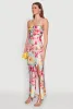 Iris Floral Print Lace Up Back Maxi Dress sold by Rainbow
