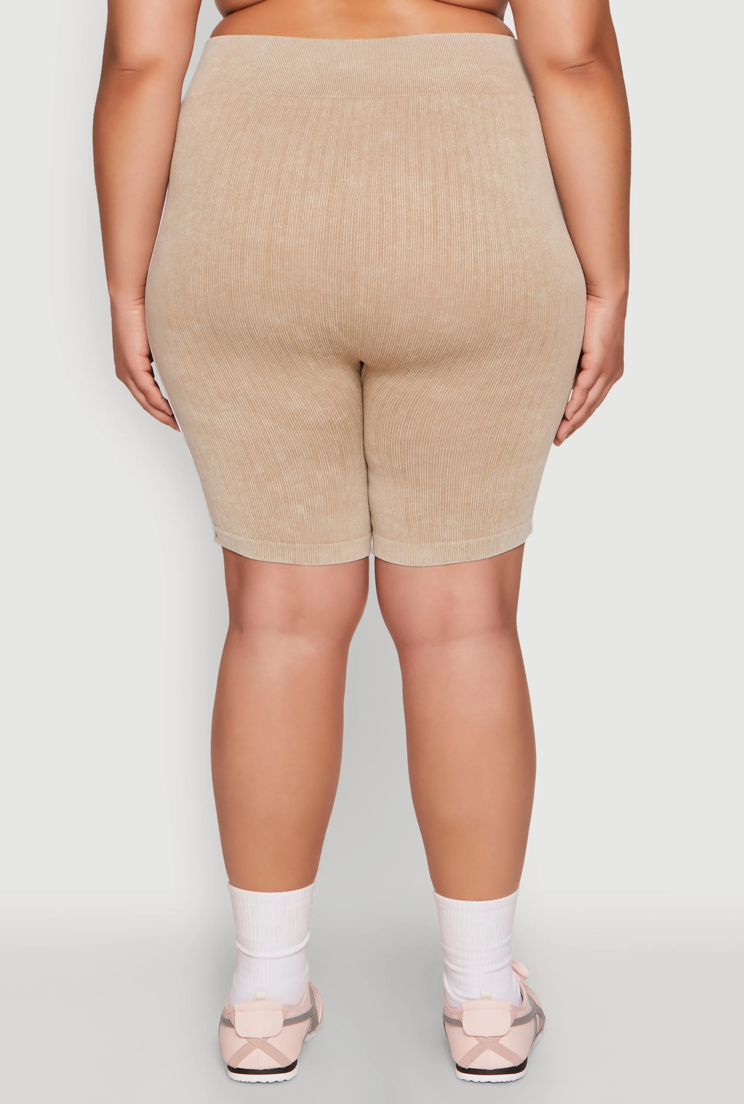 Plus Size Mineral Wash Contrast Trim Biker Shorts sold by Rainbow product image thumbnail 5