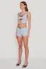 Haute Monde Contrast Trim Tie Front Lace Crop Top sold by Rainbow