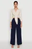 Haute Monde Linen Tie Front Crop Top sold by Rainbow