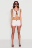 Haute Monde Contrast Trim Tie Front Lace Crop Top sold by Rainbow