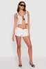 Haute Monde Contrast Trim Tie Front Lace Crop Top sold by Rainbow