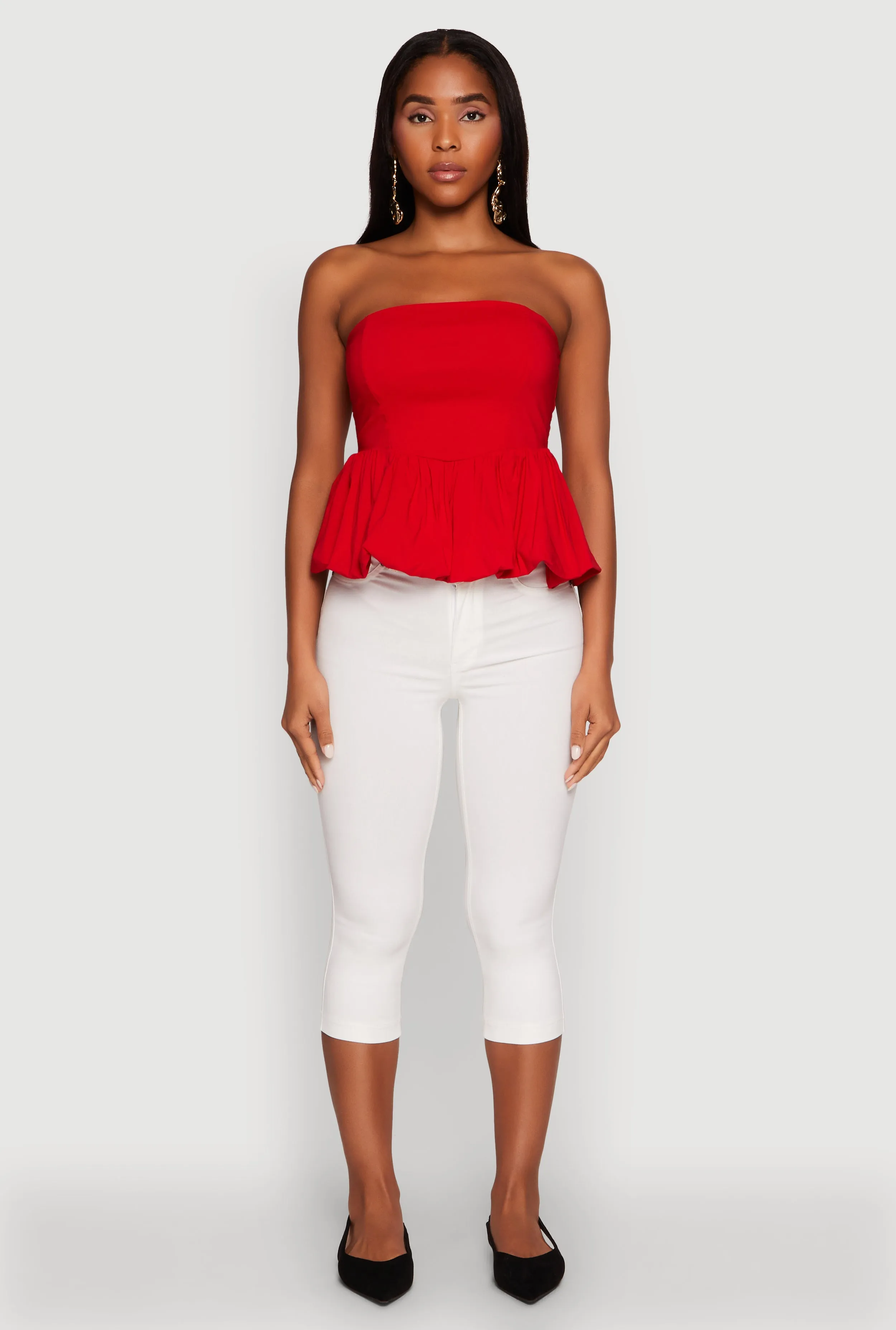 Smocked Back Bubble Hem Blouse sold by Rainbow