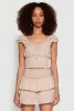 Smocked Hem Peasant Crop Top sold by Rainbow
