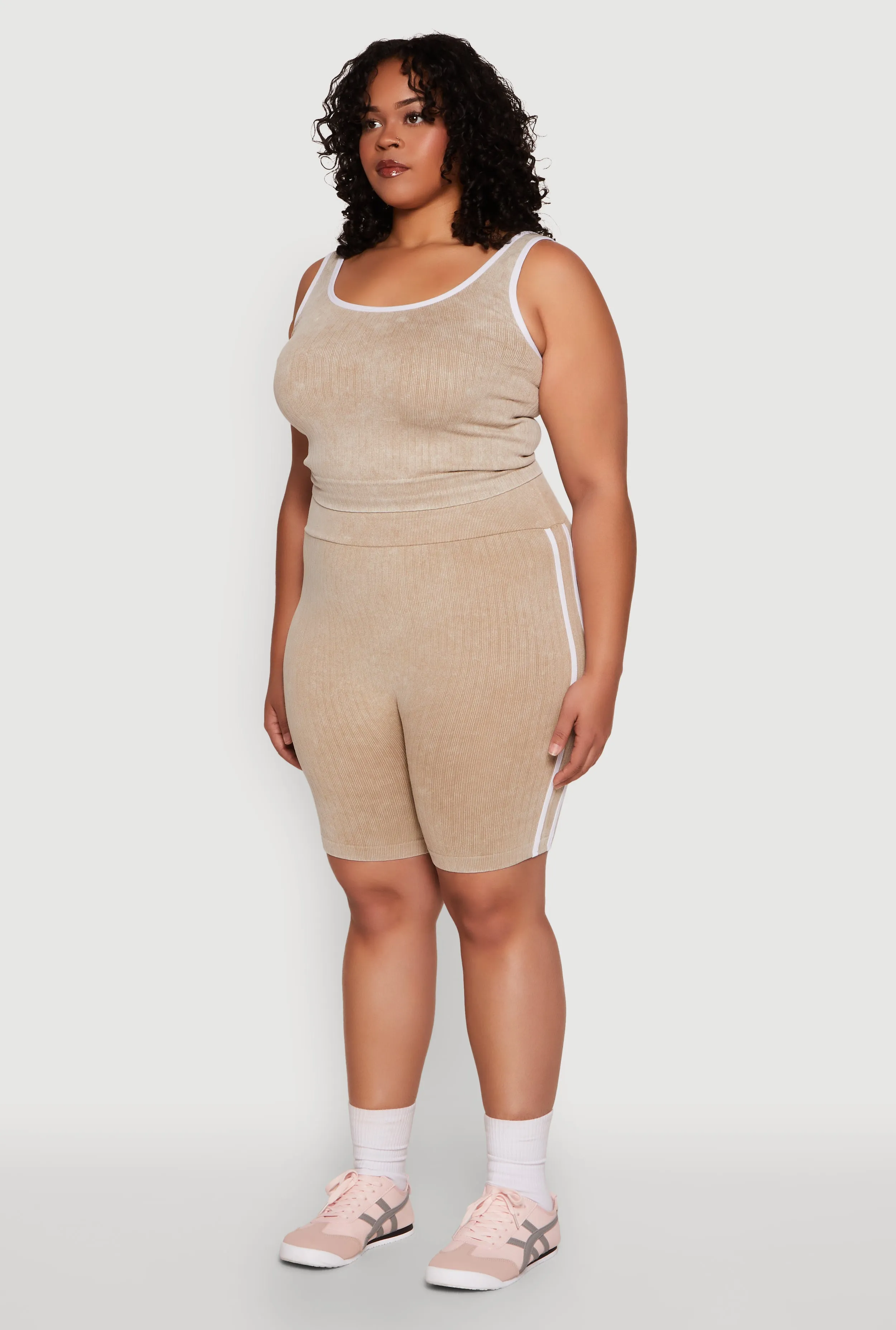 Plus Size Mineral Wash Contrast Trim Crop Top sold by Rainbow product image thumbnail 5