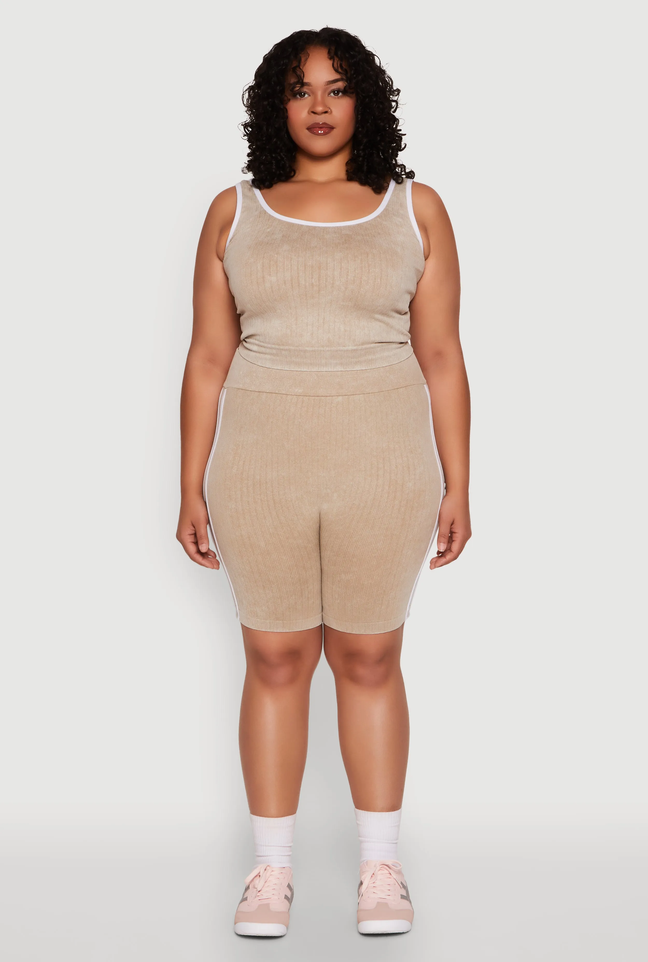 Plus Size Mineral Wash Contrast Trim Crop Top sold by Rainbow product image thumbnail 3