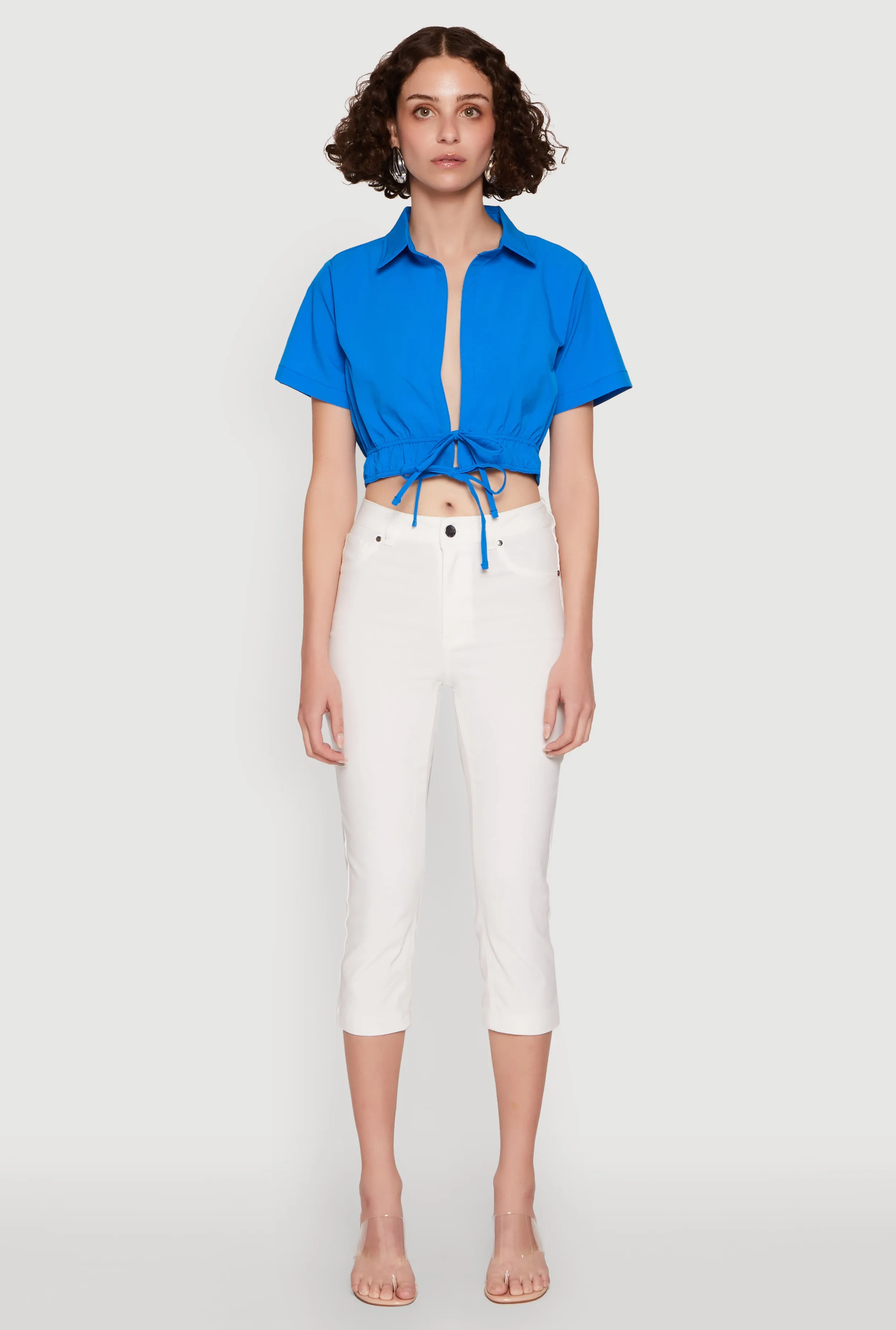Open Tie Front Cropped Shirt sold by Rainbow product image thumbnail 3