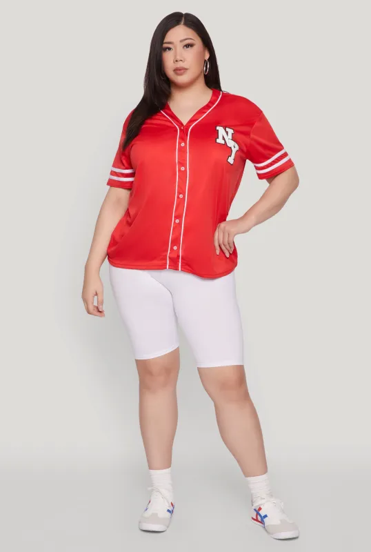 Plus Size New York Patch Baseball Jersey sold by Rainbow