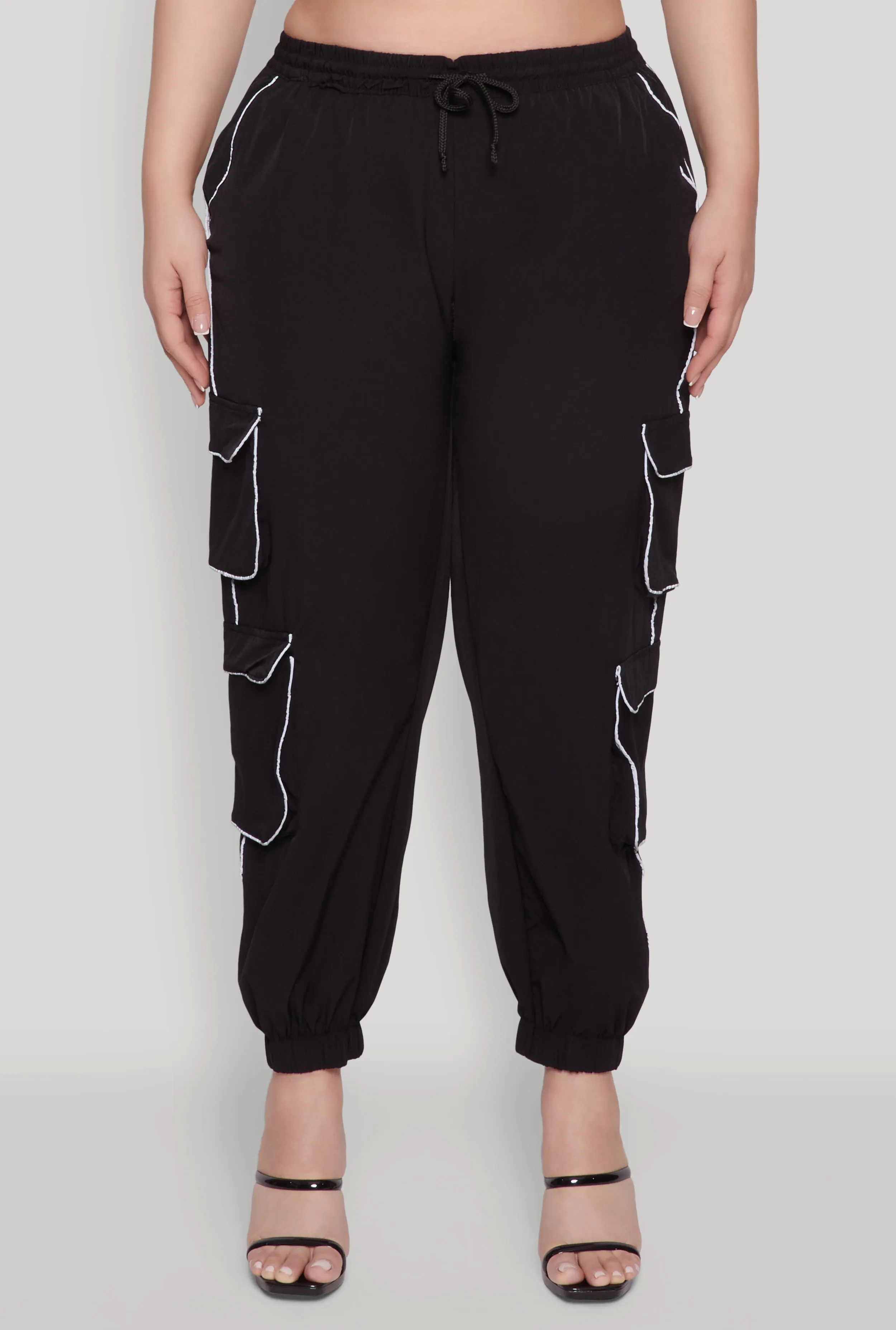 Plus Size Drawstring Cargo Pocket Joggers sold by Rainbow product image thumbnail 3