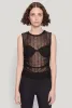 Side Ruched Sleeveless Mesh Top sold by Rainbow