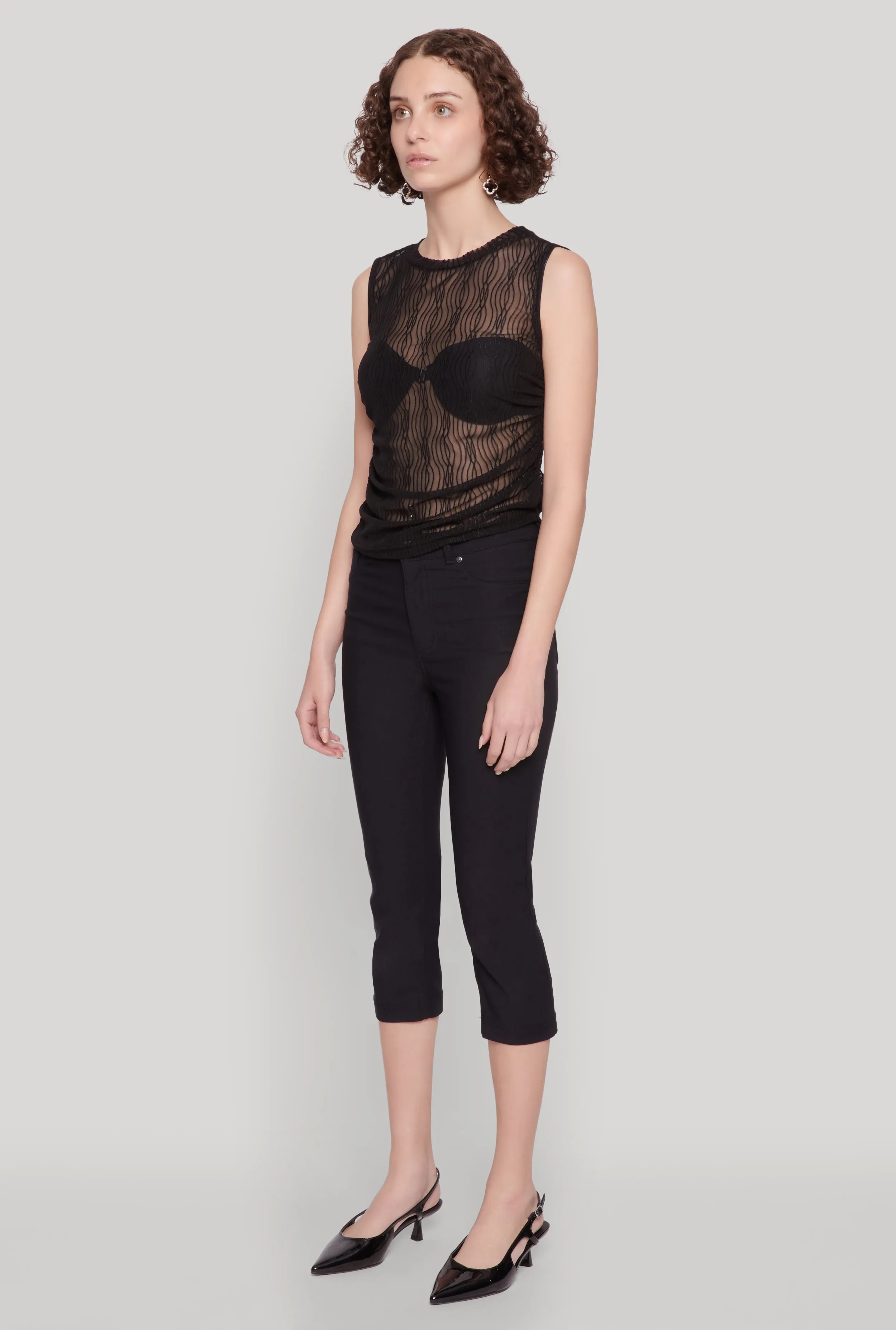 Side Ruched Sleeveless Mesh Top sold by Rainbow product image thumbnail 5