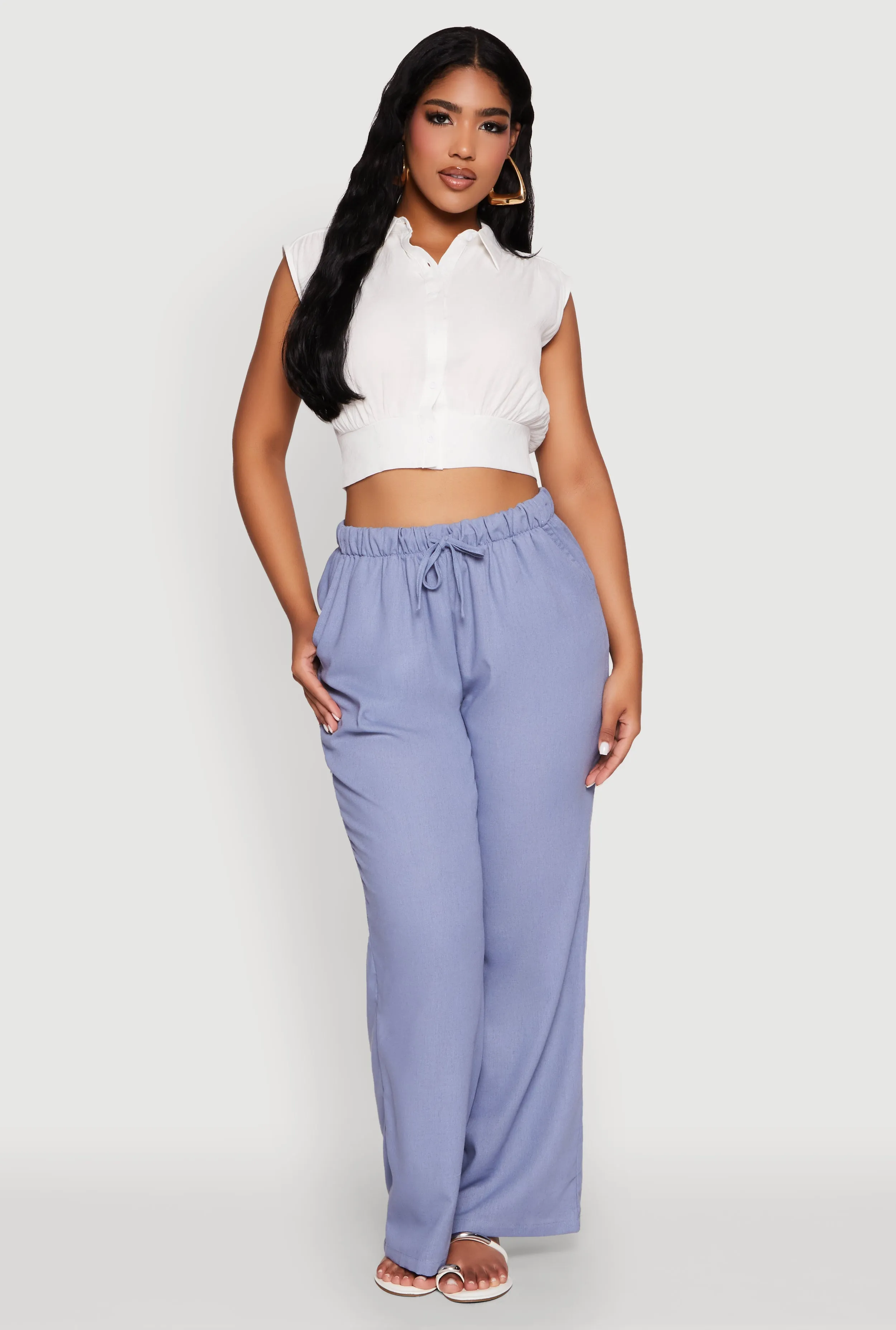 Sleeveless Cropped Button Front Shirt sold by Rainbow product image thumbnail 3