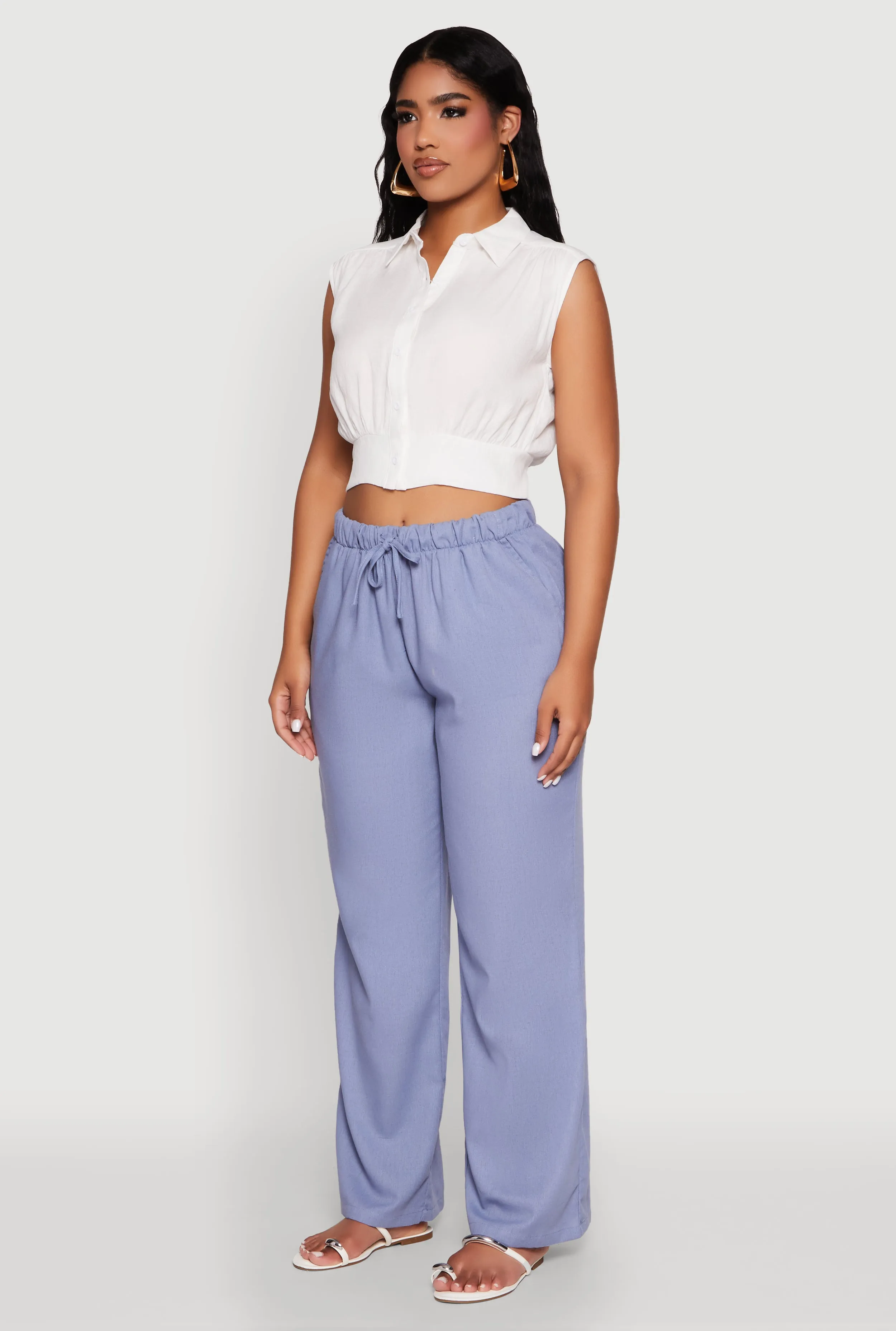 Sleeveless Cropped Button Front Shirt sold by Rainbow product image thumbnail 5