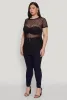 Plus Size Shadow Stripe Mesh Top sold by Rainbow