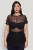 Plus Size Shadow Stripe Mesh Top sold by Rainbow