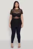 Plus Size Shadow Stripe Mesh Top sold by Rainbow