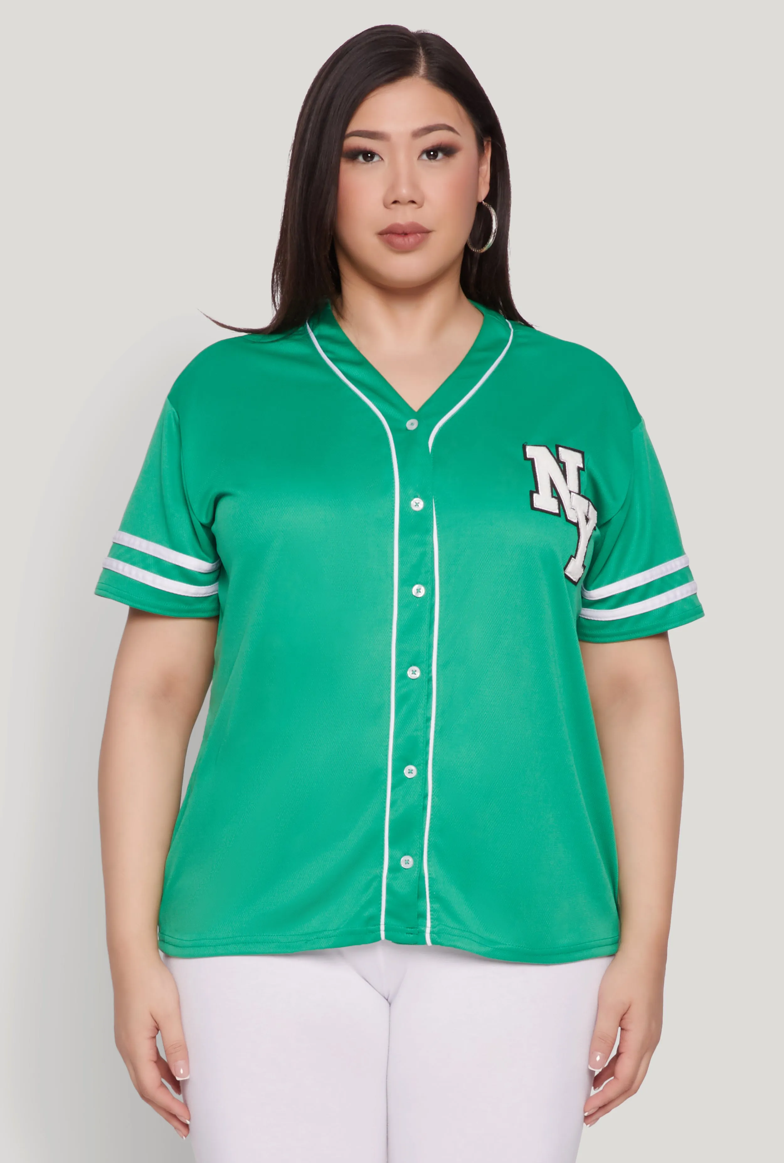 Plus Size New York Patch Baseball Jersey sold by Rainbow product image thumbnail 2