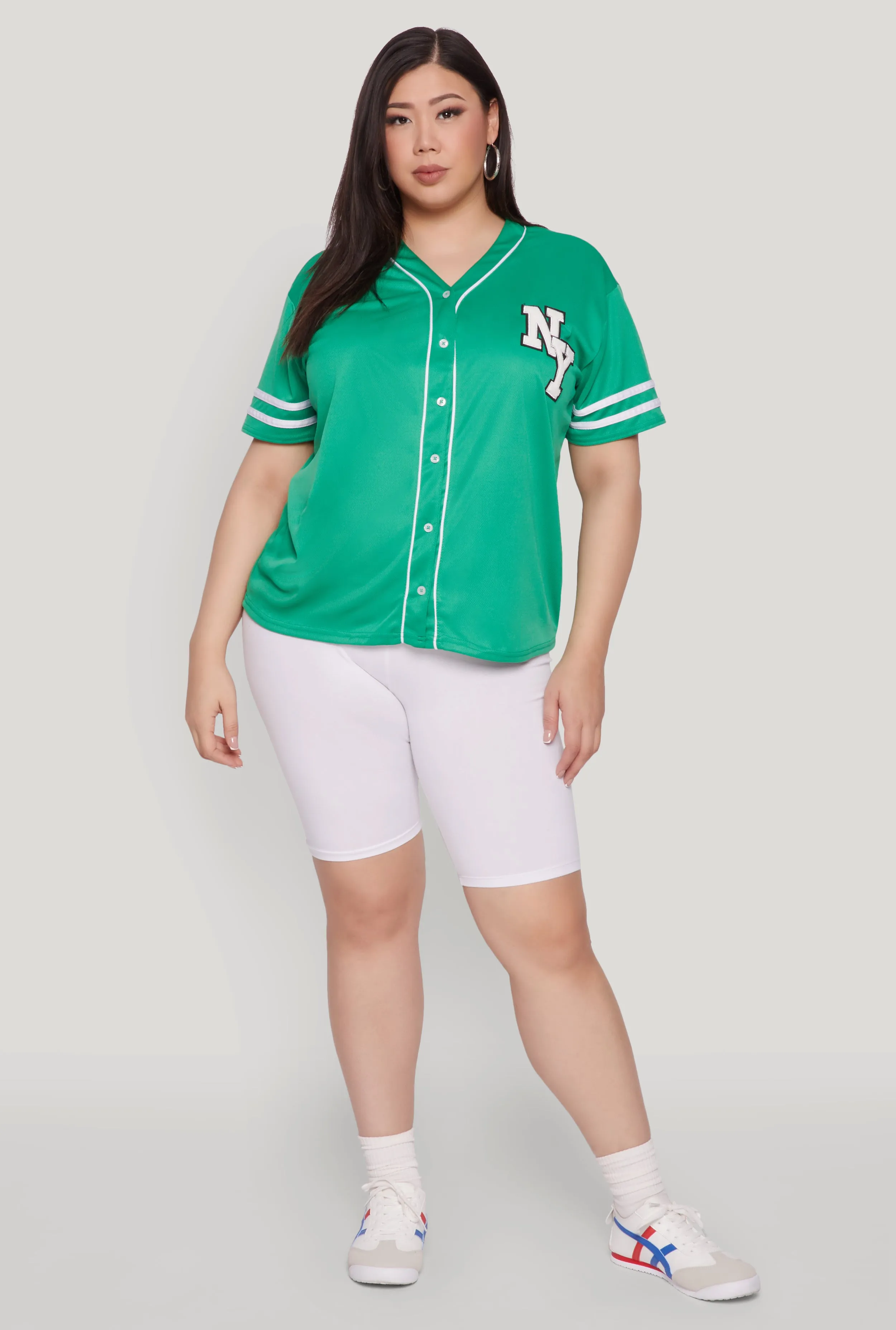 Plus Size New York Patch Baseball Jersey sold by Rainbow