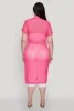 Plus Size Shadow Stripe Collared Mesh Top sold by Rainbow