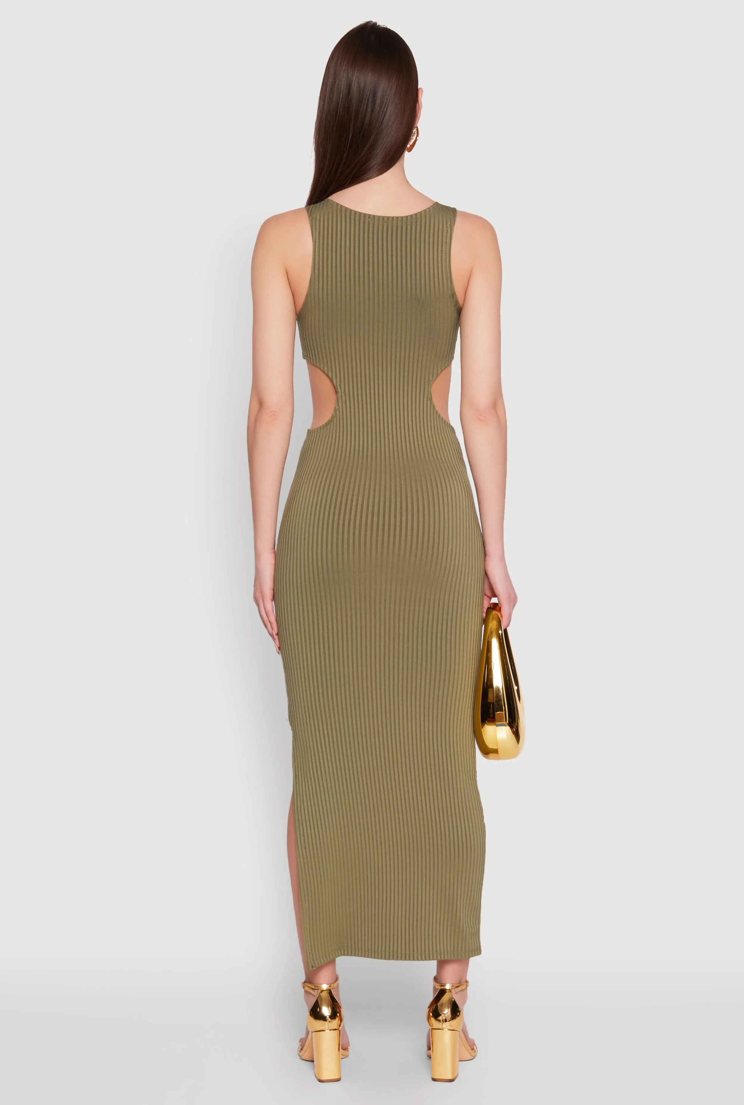 Rib Knit Side Cut Out Maxi Dress sold by Rainbow product image thumbnail 5