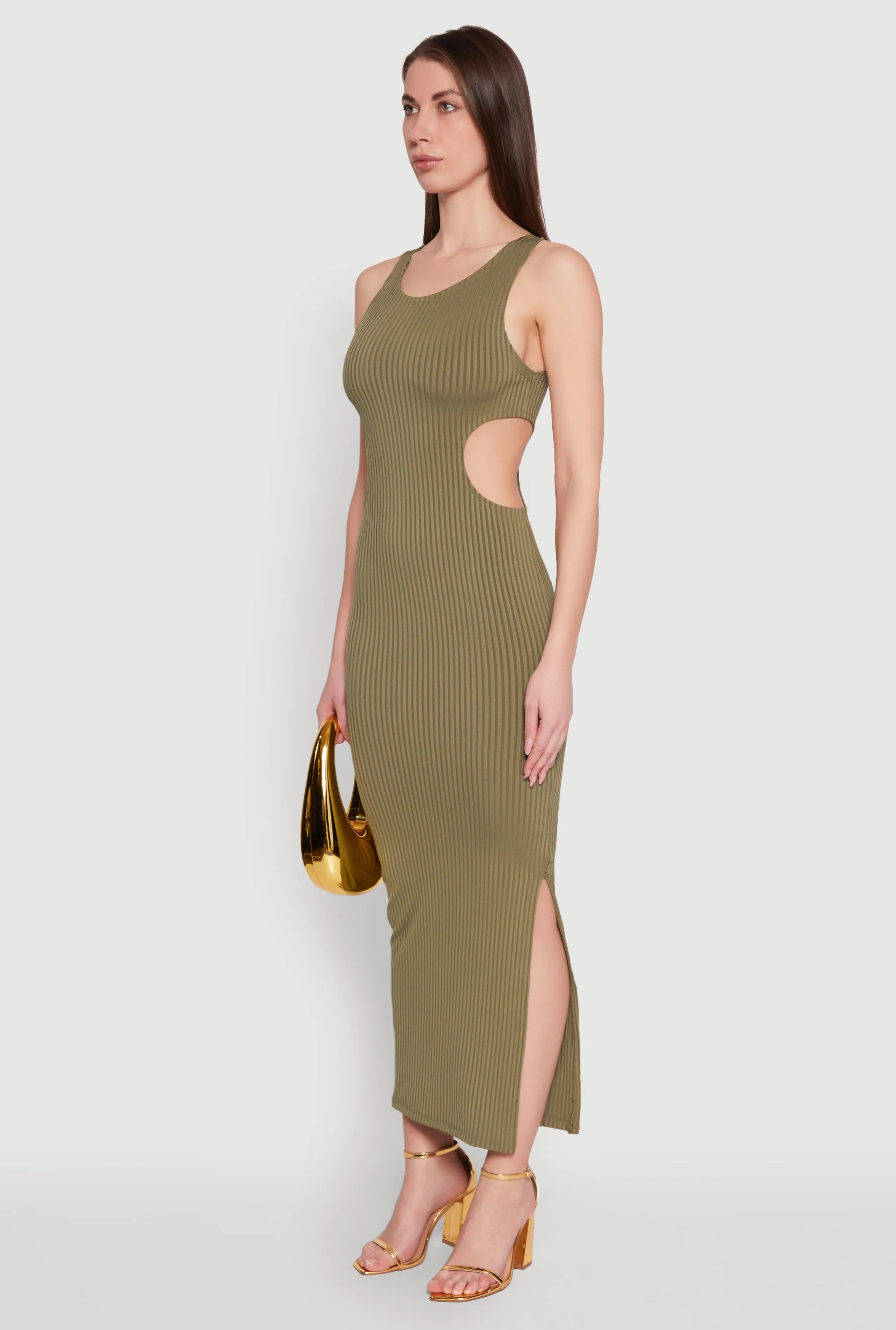 Rib Knit Side Cut Out Maxi Dress sold by Rainbow product image thumbnail 3