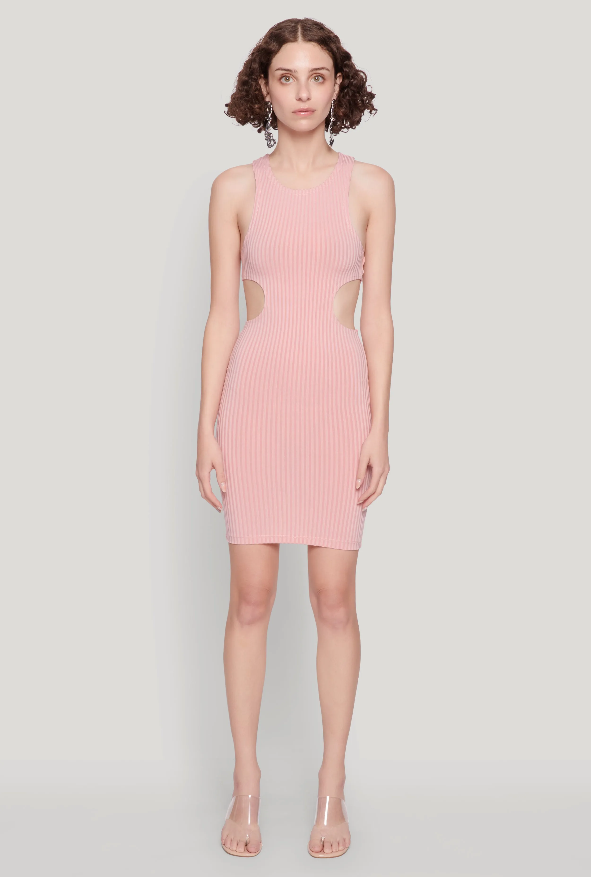 Ribbed Knit Cut Out Side Mini Dress sold by Rainbow product image thumbnail 2