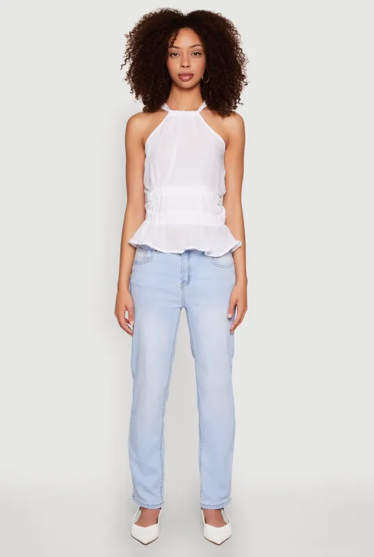 Gauze Knit Halter Peplum Top sold by Rainbow