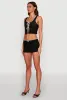 Haute Monde Contrast Trim Tie Front Lace Crop Top sold by Rainbow