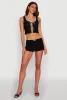 Haute Monde Contrast Trim Tie Front Lace Crop Top sold by Rainbow
