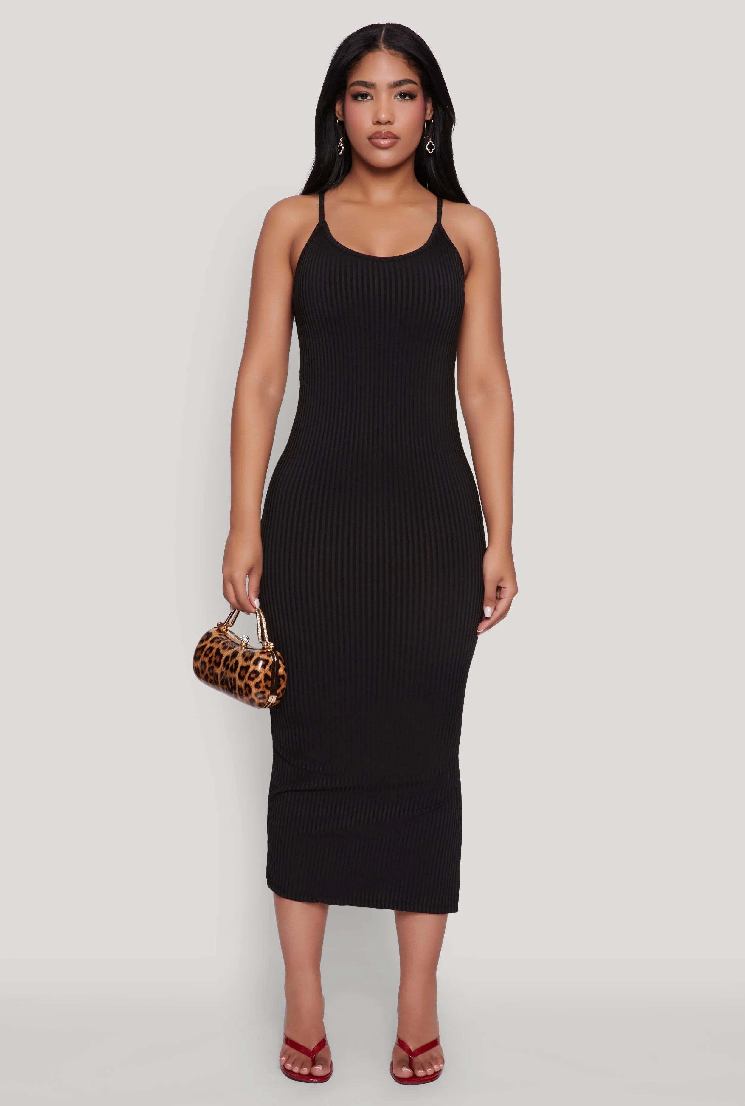 Ribbed Knit Side Slit Cami Maxi Dress sold by Rainbow product image thumbnail 2