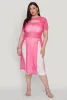 Plus Size Shadow Stripe Slit Front Maxi Top sold by Rainbow