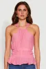 Gauze Knit Halter Peplum Top sold by Rainbow