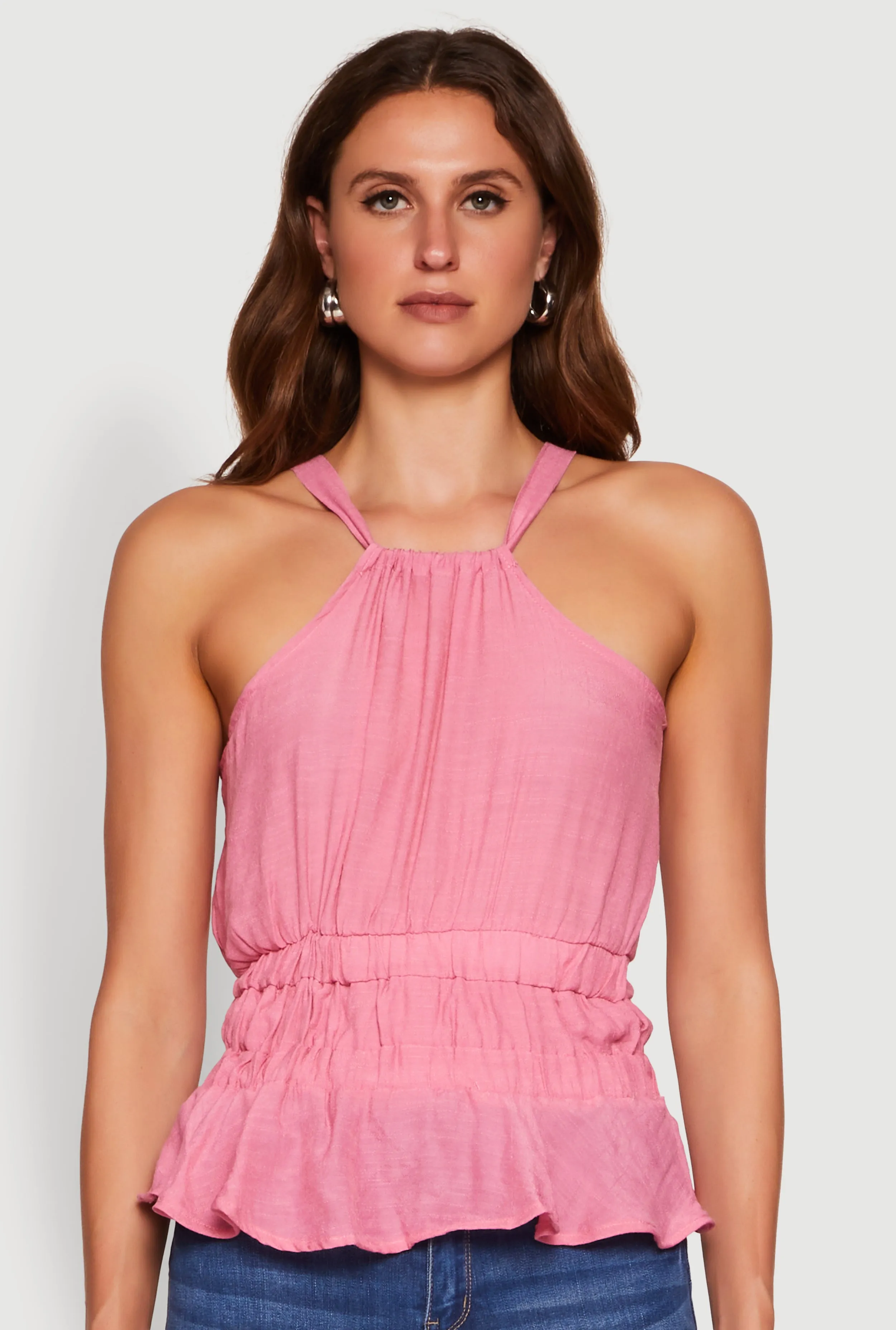 Gauze Knit Halter Peplum Top sold by Rainbow product image thumbnail 2