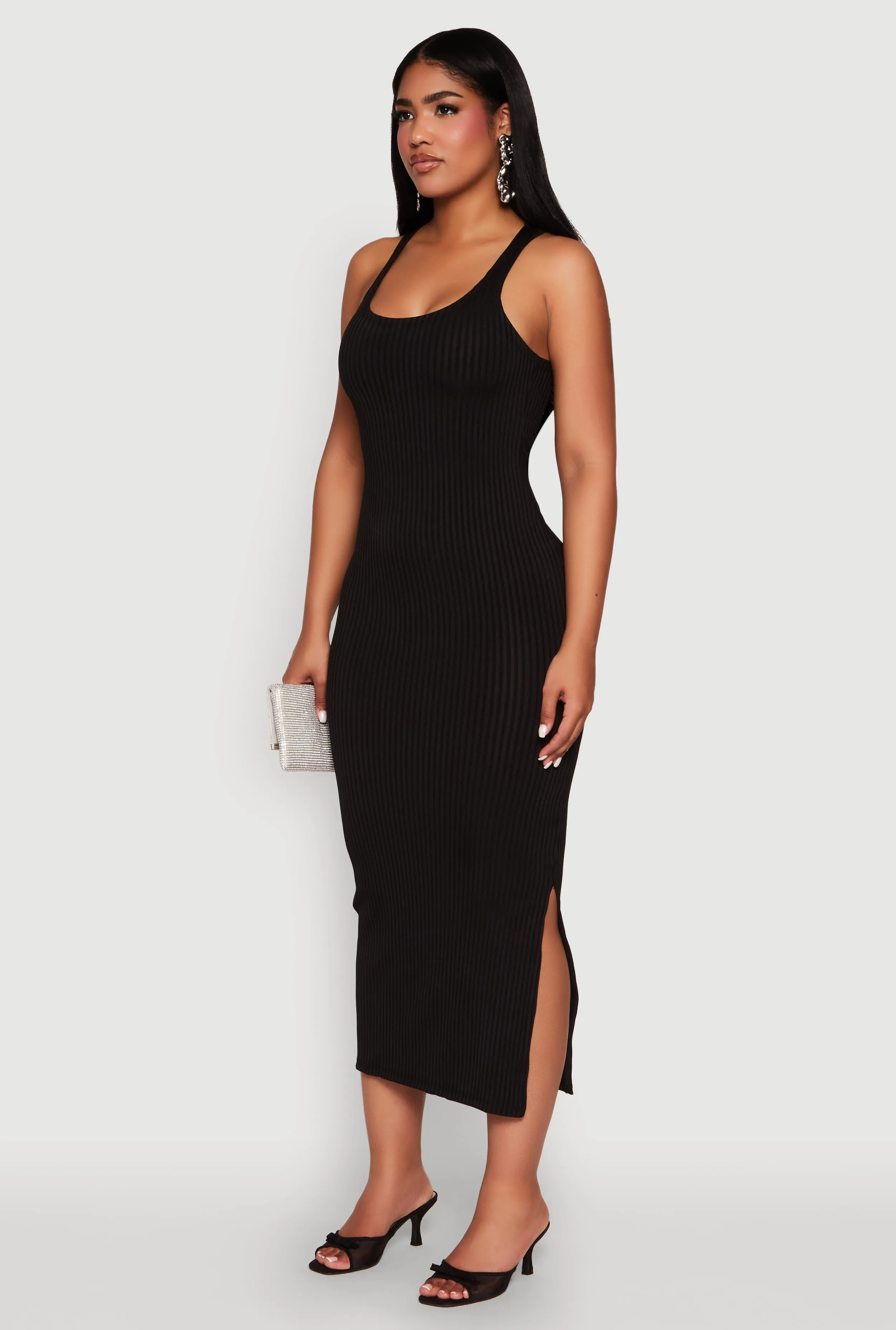 Ribbed Knit Racerback Maxi Tank Dress sold by Rainbow product image thumbnail 3