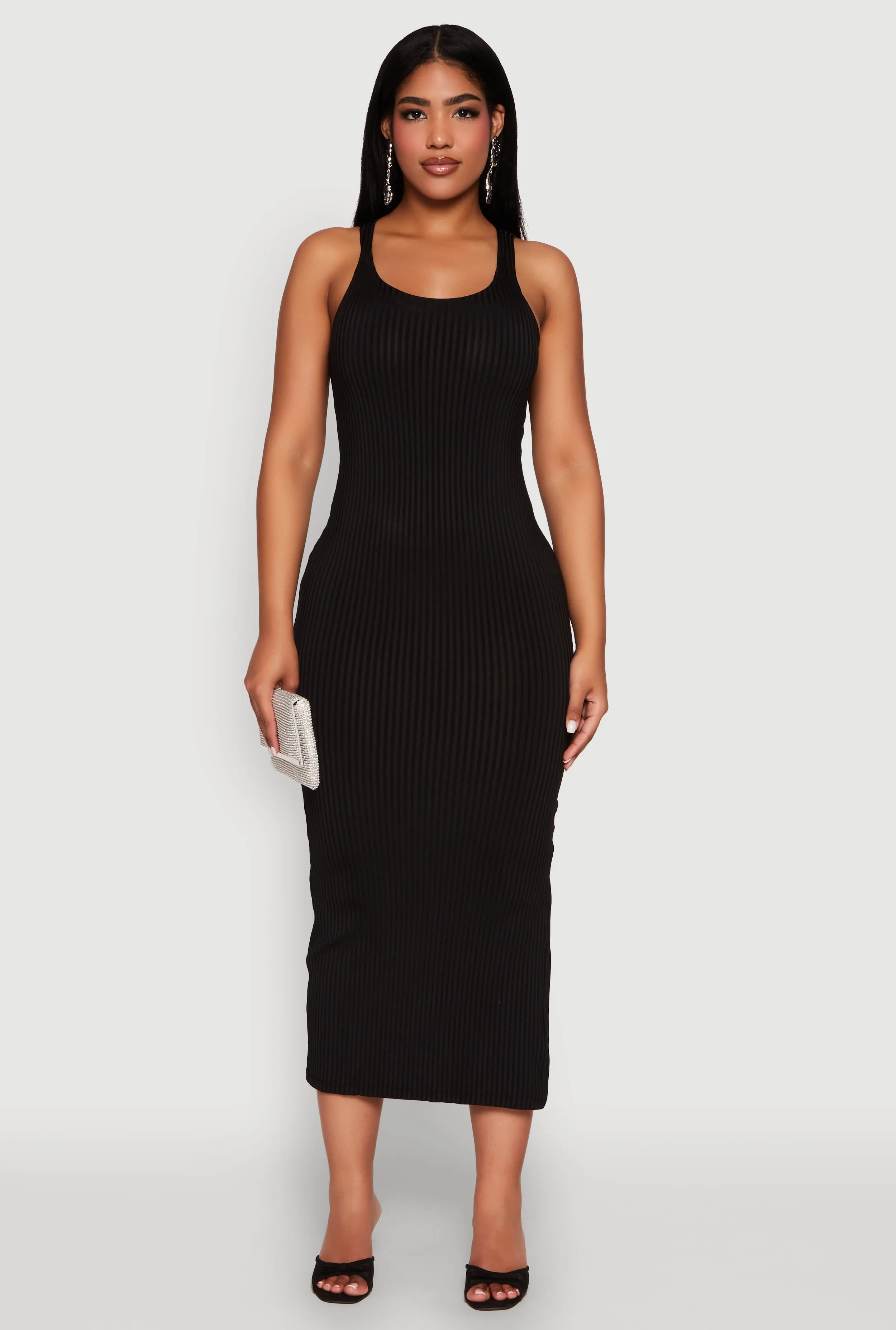 Ribbed Knit Racerback Maxi Tank Dress sold by Rainbow