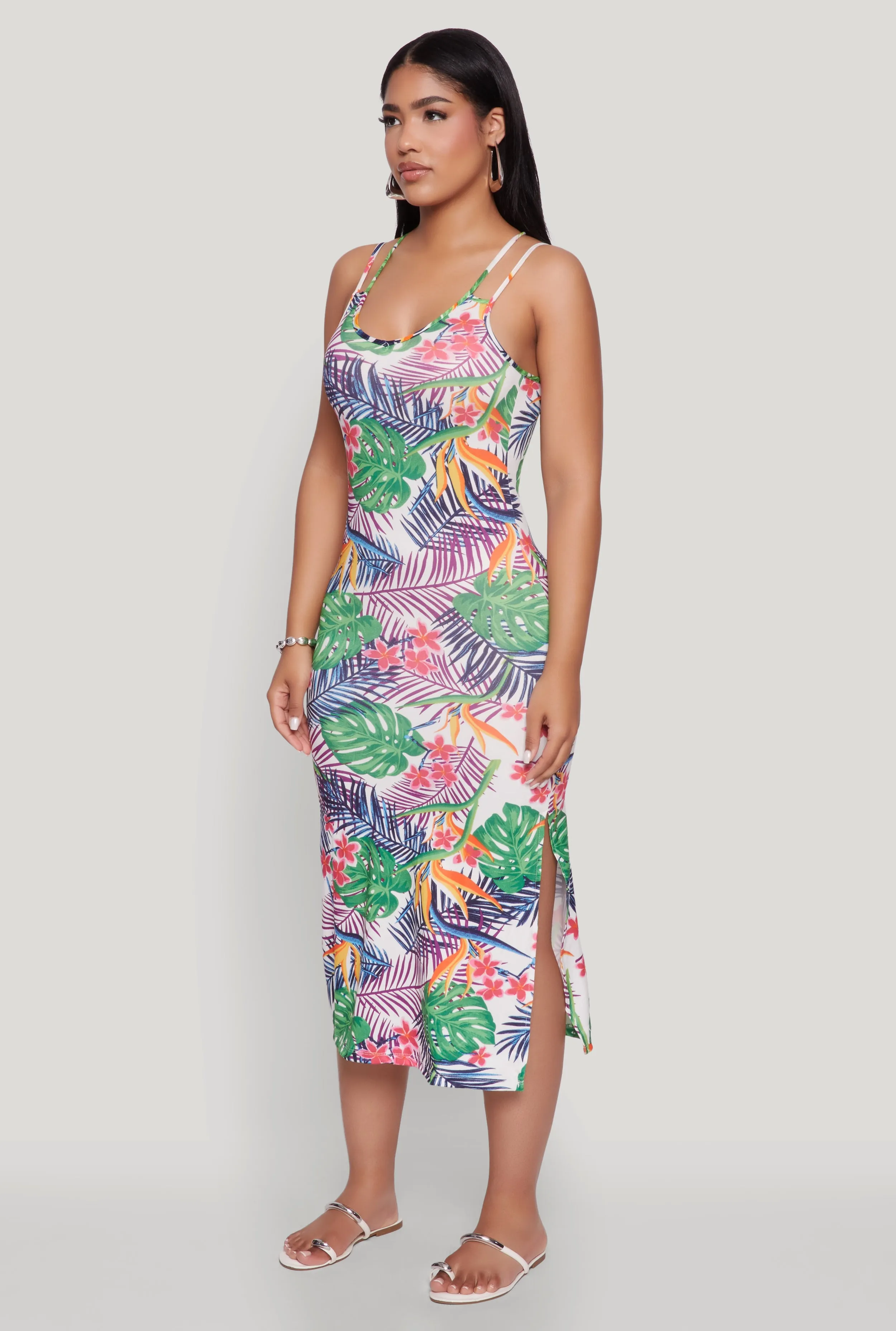 Tropical Print Double Strap Cami Dress sold by Rainbow product image thumbnail 3