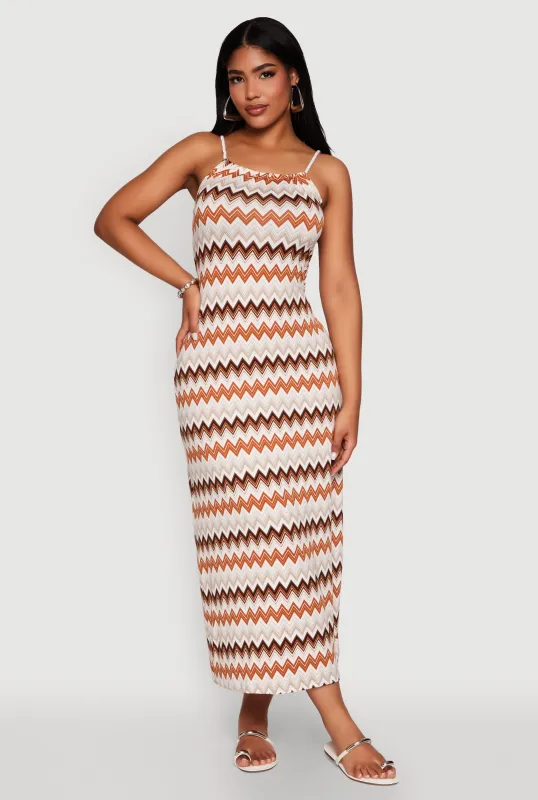 Chevron Print Rope Strap Maxi Dress sold by Rainbow