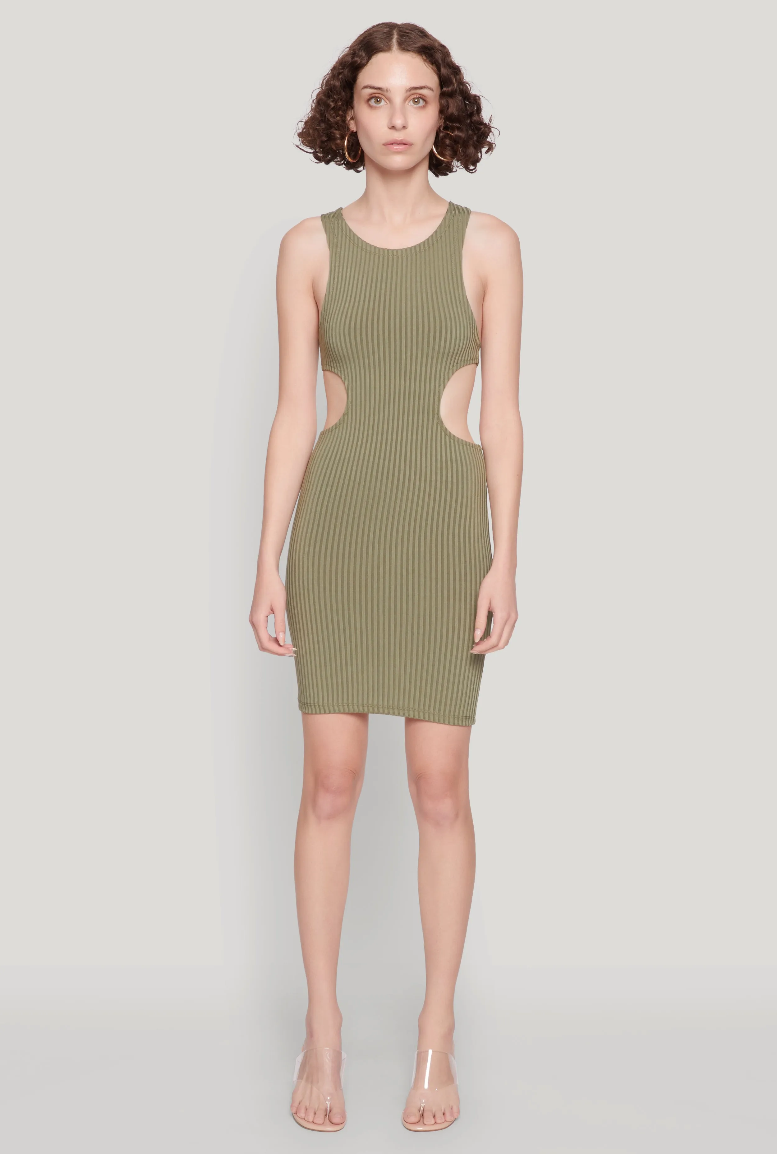 Ribbed Knit Cut Out Side Mini Dress sold by Rainbow product image thumbnail 2