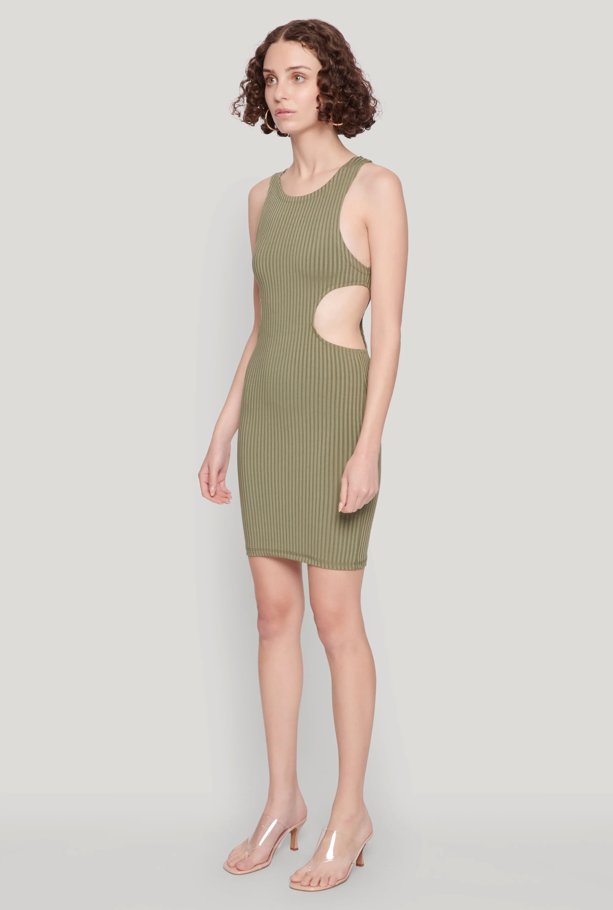 Ribbed Knit Cut Out Side Mini Dress sold by Rainbow product image thumbnail 3