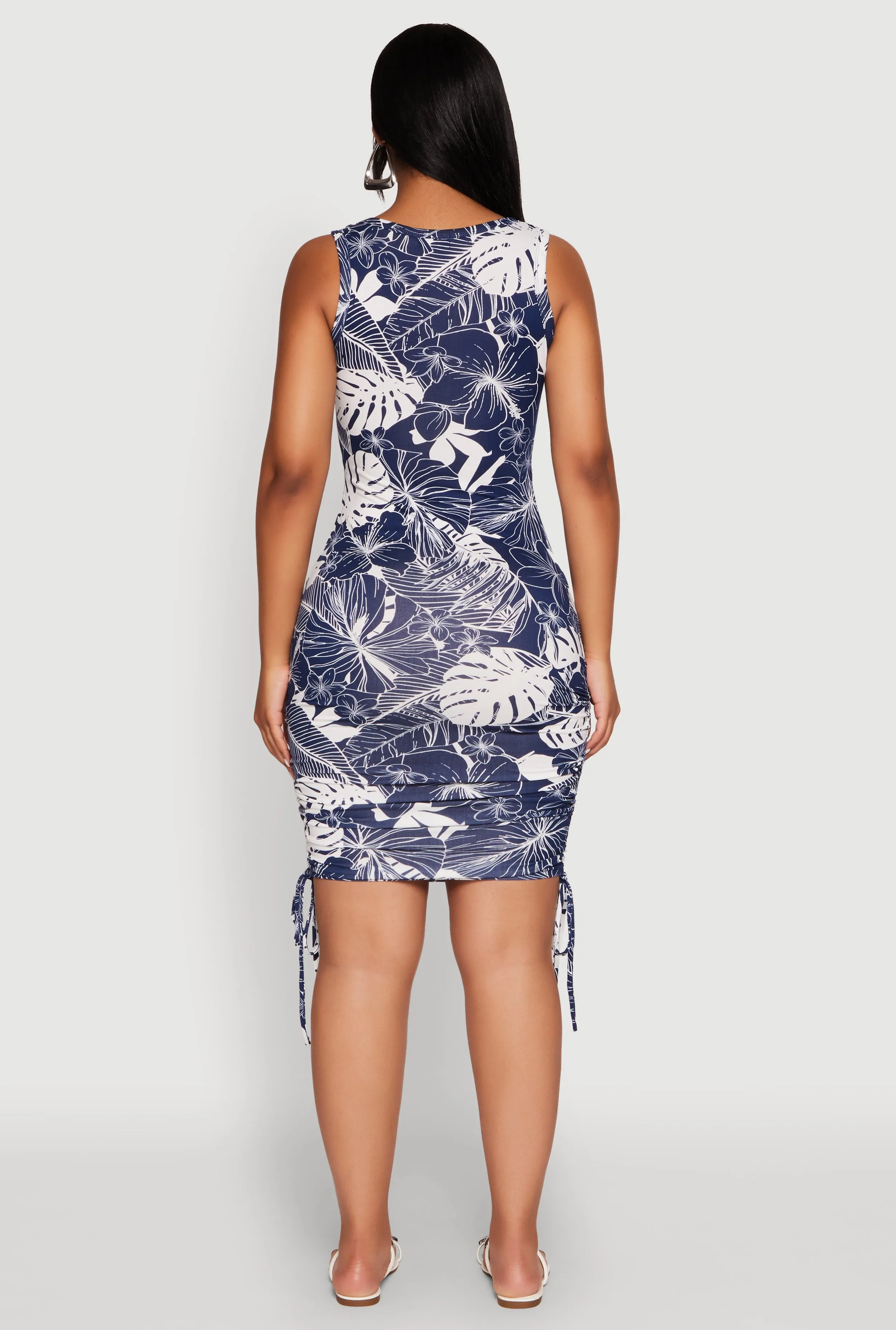 Leaf Print Drawstring Side Tank Dress sold by Rainbow product image thumbnail 5