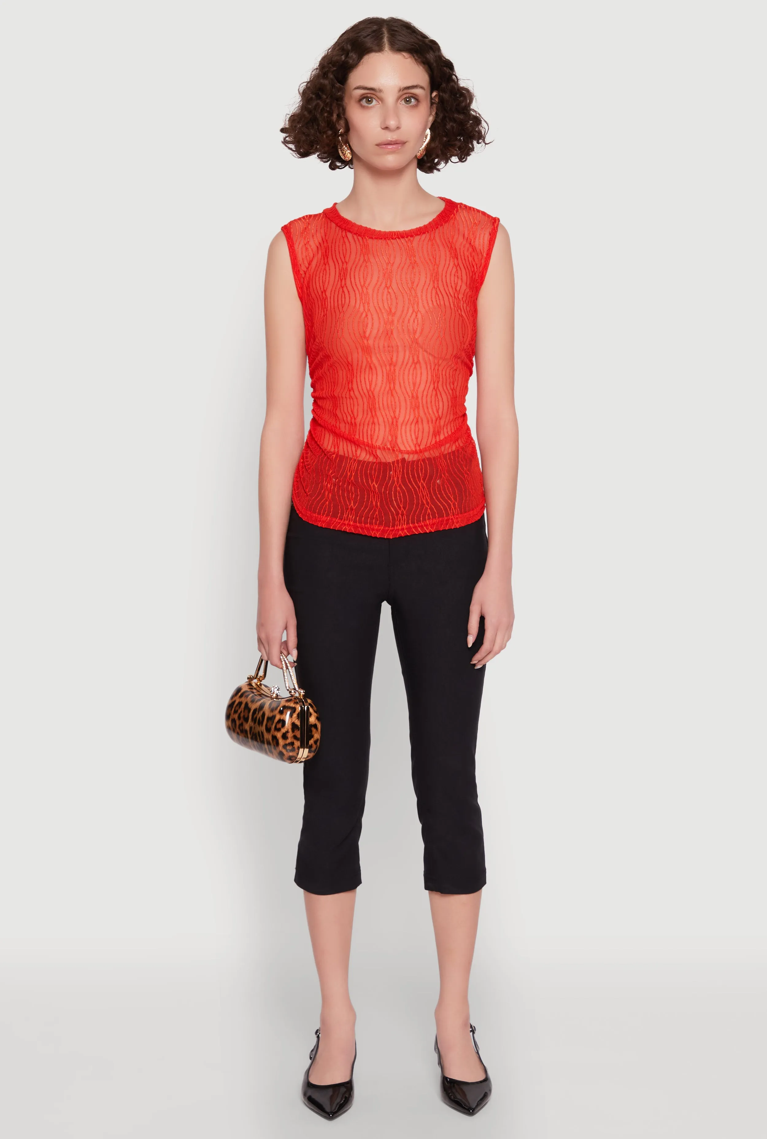 Side Ruched Sleeveless Mesh Top sold by Rainbow product image thumbnail 3