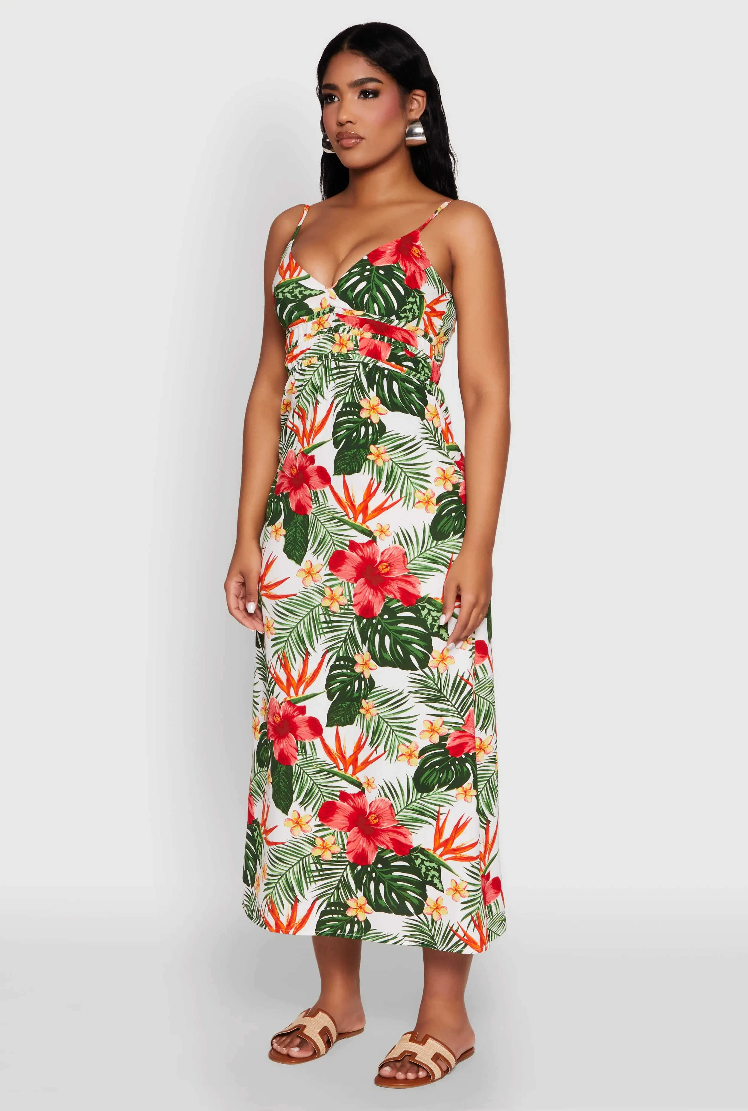 Airy Tropical Floral Empire Waist Dress sold by Rainbow product image thumbnail 3