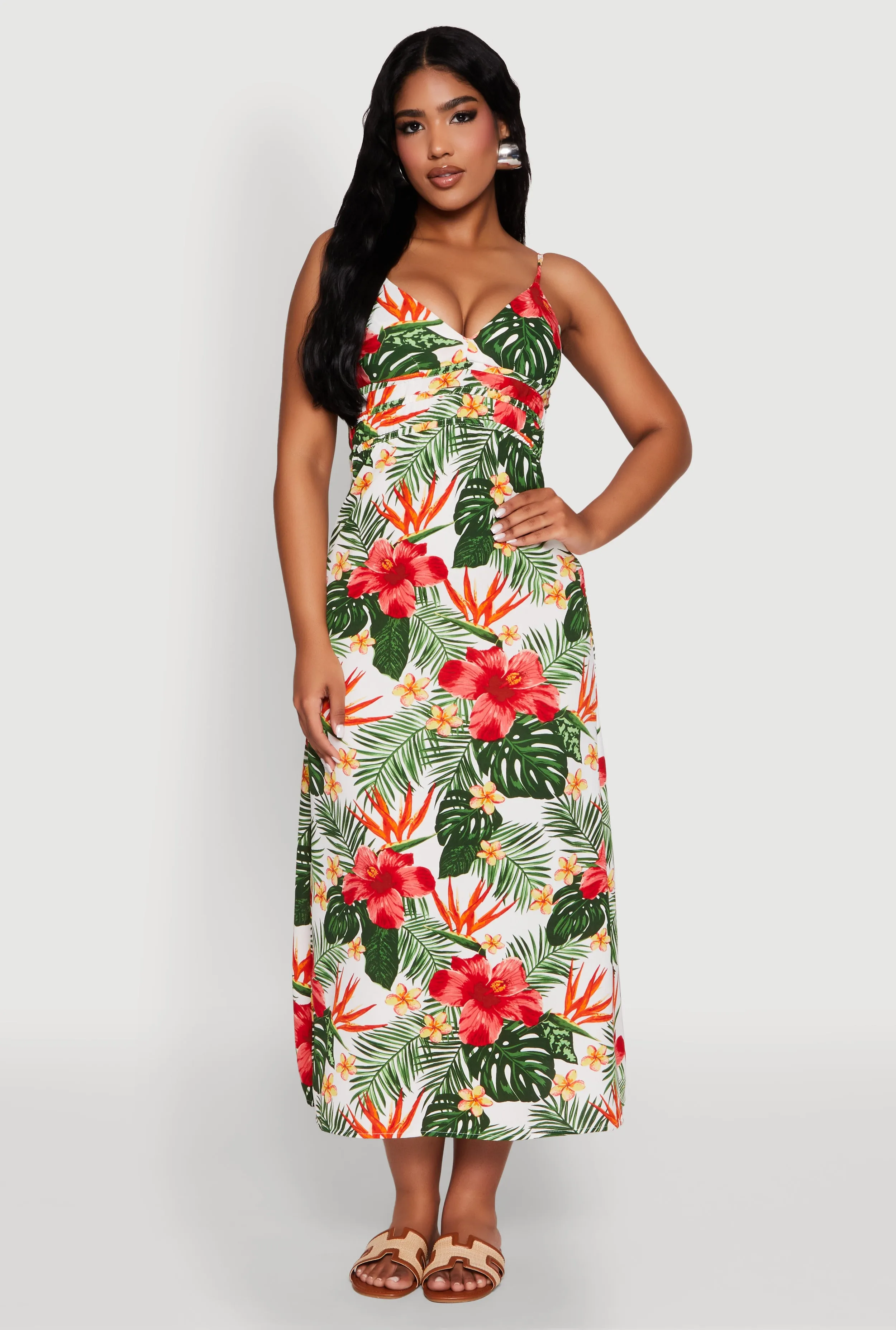 Airy Tropical Floral Empire Waist Dress sold by Rainbow