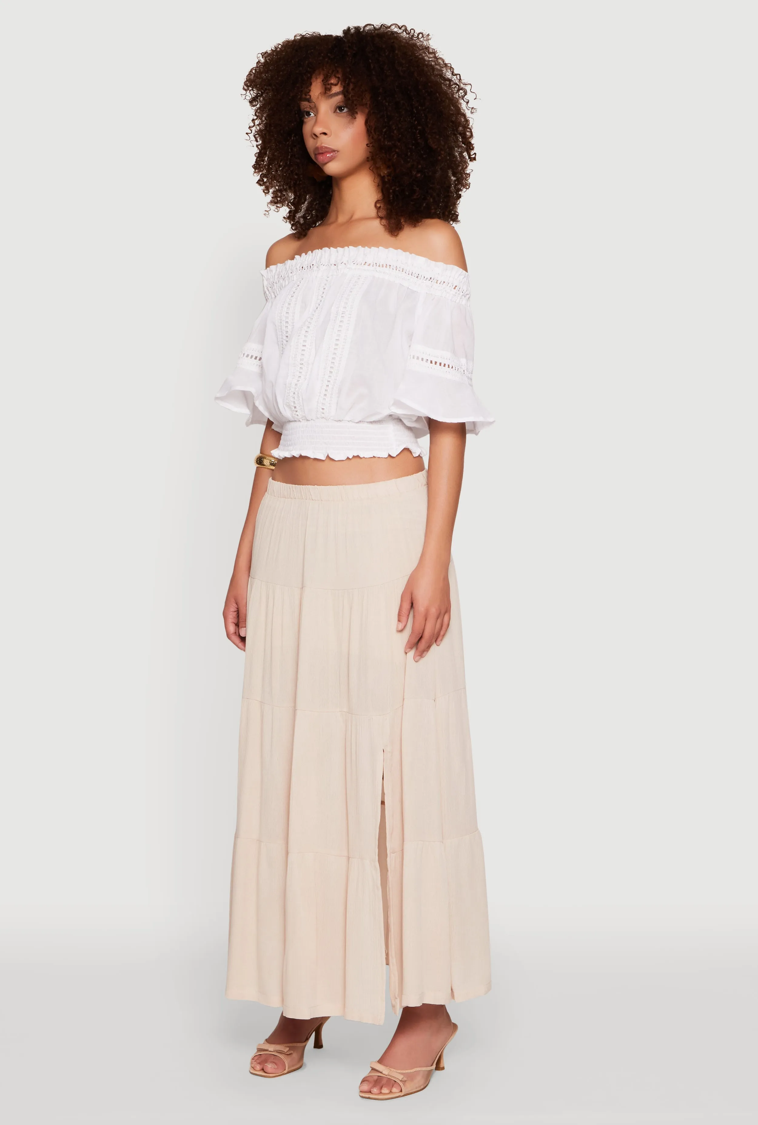 Crochet Detail Off The Shoulder Crop Top sold by Rainbow product image thumbnail 5