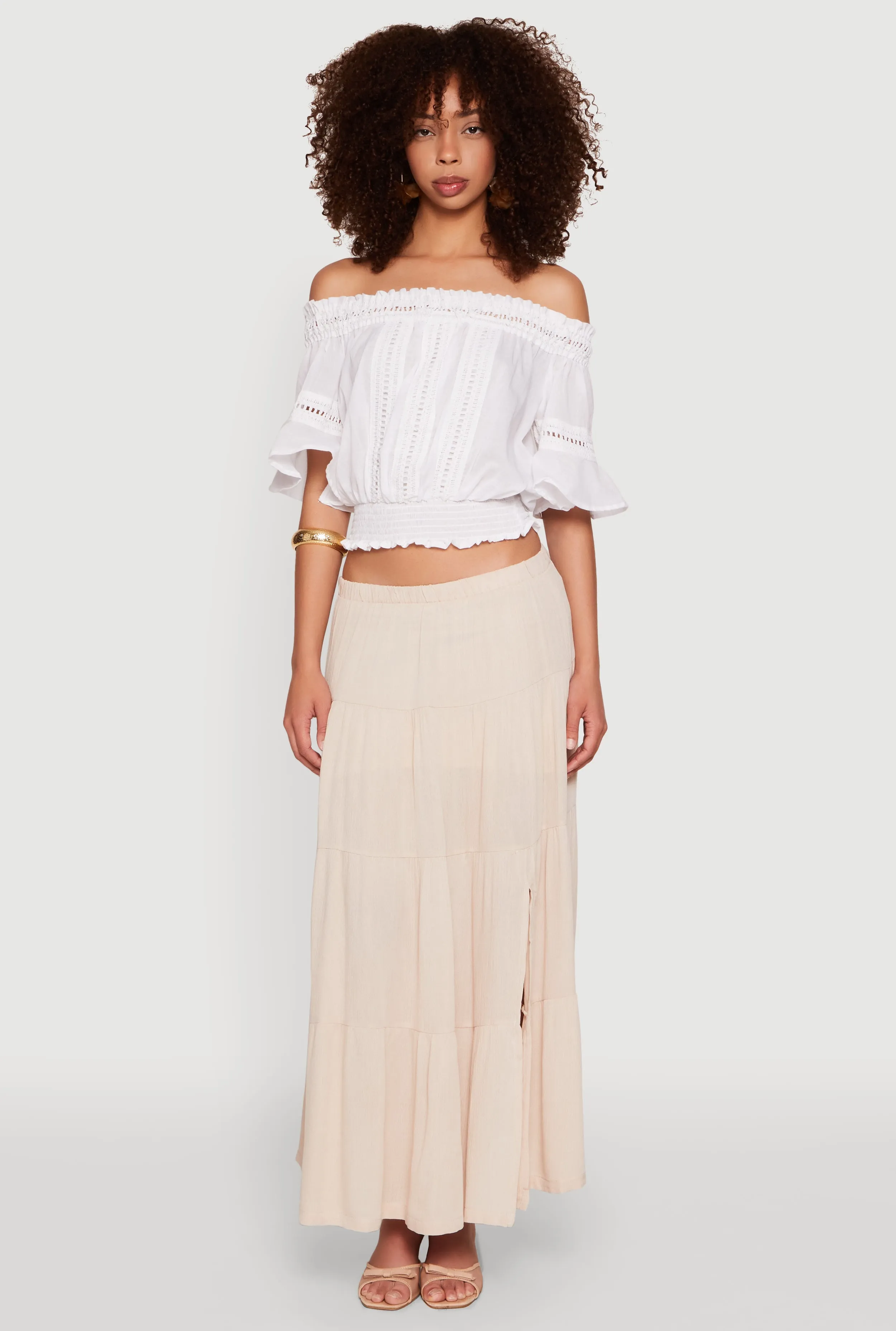 Crochet Detail Off The Shoulder Crop Top sold by Rainbow product image thumbnail 3