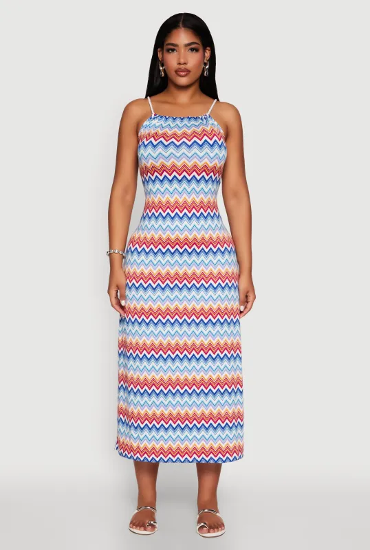 Chevron Print Rope Strap Maxi Dress sold by Rainbow